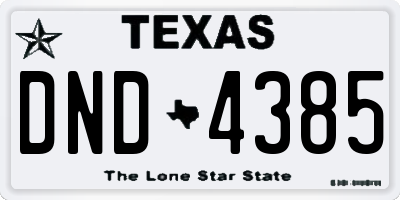 TX license plate DND4385