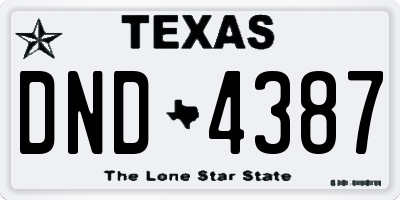 TX license plate DND4387