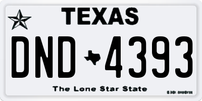 TX license plate DND4393