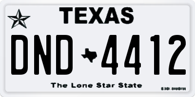 TX license plate DND4412