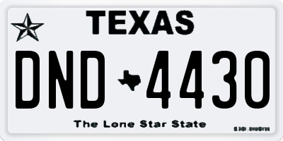 TX license plate DND4430