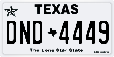 TX license plate DND4449
