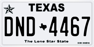 TX license plate DND4467