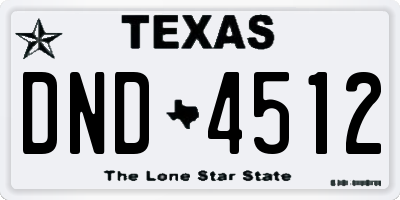TX license plate DND4512
