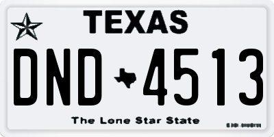TX license plate DND4513