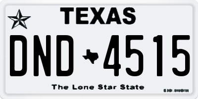 TX license plate DND4515