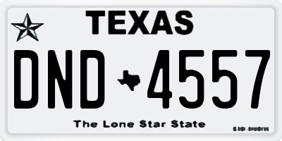 TX license plate DND4557