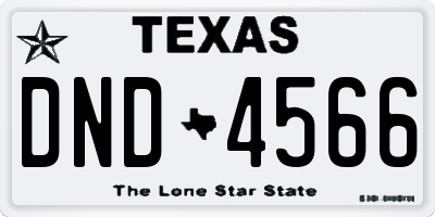 TX license plate DND4566