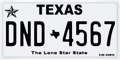 TX license plate DND4567