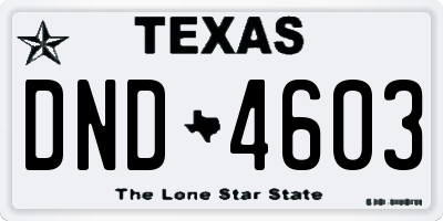 TX license plate DND4603