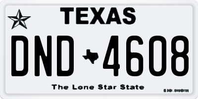 TX license plate DND4608