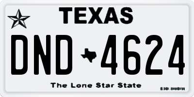 TX license plate DND4624