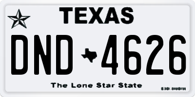 TX license plate DND4626