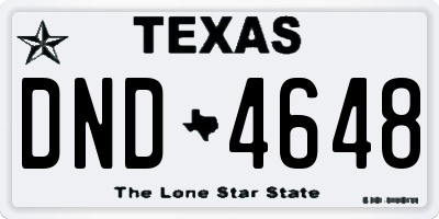 TX license plate DND4648