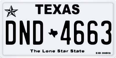 TX license plate DND4663