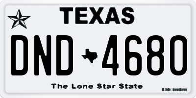 TX license plate DND4680