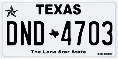 TX license plate DND4703