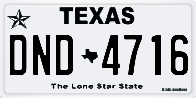 TX license plate DND4716