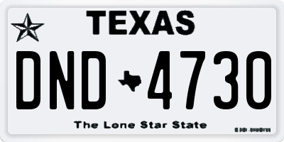 TX license plate DND4730