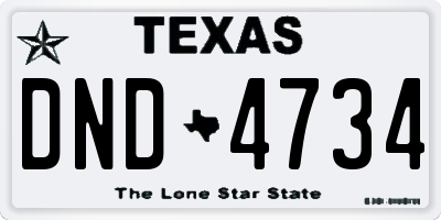 TX license plate DND4734