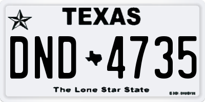 TX license plate DND4735