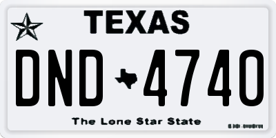 TX license plate DND4740