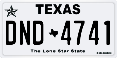 TX license plate DND4741