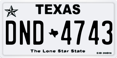 TX license plate DND4743