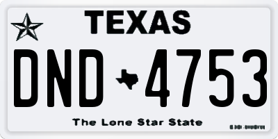 TX license plate DND4753