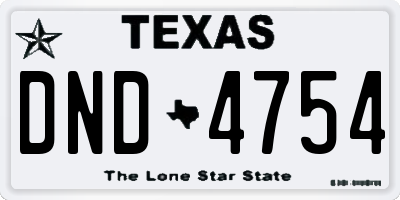 TX license plate DND4754