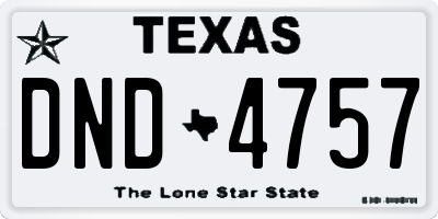 TX license plate DND4757