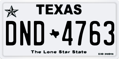 TX license plate DND4763