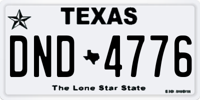TX license plate DND4776