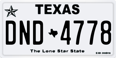 TX license plate DND4778