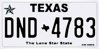 TX license plate DND4783