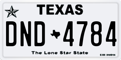 TX license plate DND4784