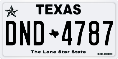 TX license plate DND4787
