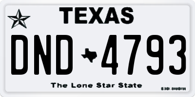 TX license plate DND4793