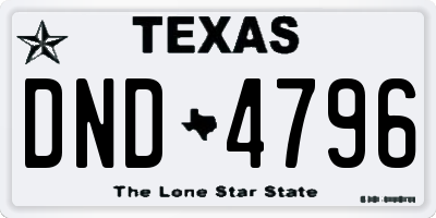 TX license plate DND4796