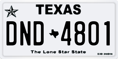 TX license plate DND4801