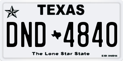 TX license plate DND4840