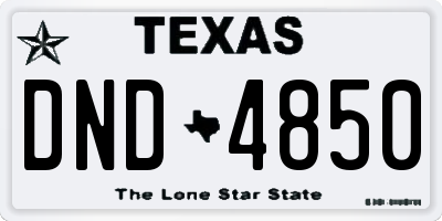 TX license plate DND4850