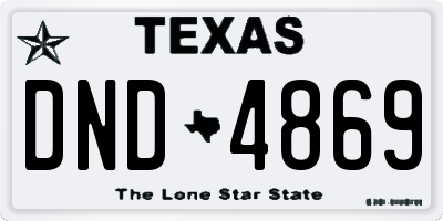 TX license plate DND4869
