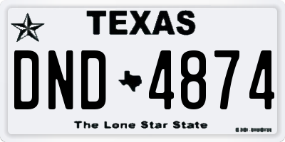 TX license plate DND4874