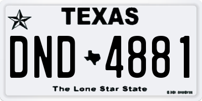 TX license plate DND4881