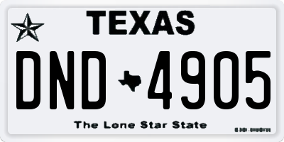 TX license plate DND4905