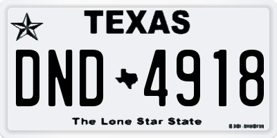 TX license plate DND4918