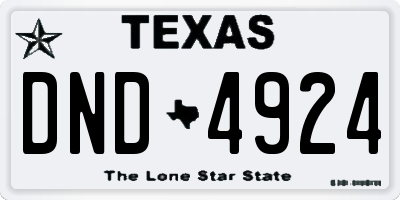 TX license plate DND4924