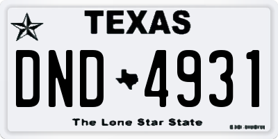 TX license plate DND4931