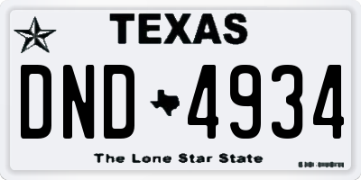 TX license plate DND4934